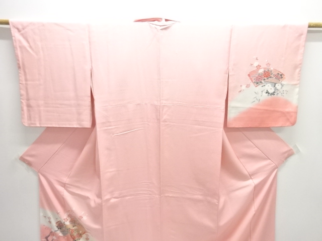  地紙に鶴・草花模様訪問着